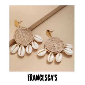 Francesca’s Sally Raffia Shell Drop Earrings
